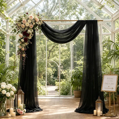 Vista 7 de 1 panel de 20 pies para arco de boda, tela transparente azul bebé para drapear, cortinas de gasa para arcos de boda, cortinas azul claro, cortinas