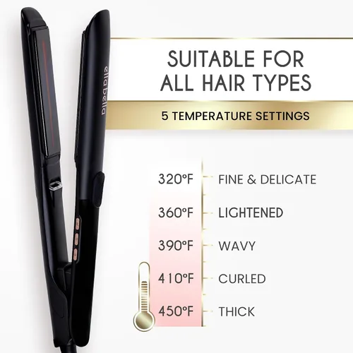 Vista 6 de ELLA BELLA® Titanium Flat Iron Hair Straightener Slim with Infrared Negro