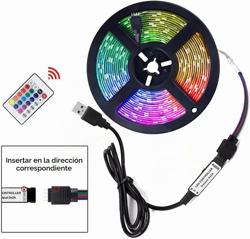 Vista 4 de Ruirui DC5V 24 Key IR Control remoto con 3.3 ft USB controlador IR en línea para 5050 2835 RGB LED tira de luz