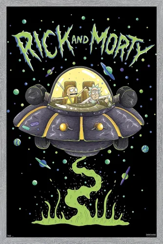 Vista 16 de Trends International Rick And Morty - Póster de pared de barco, 14.725 x 22.375 pulgadas, versión enmarcada de madera de granero