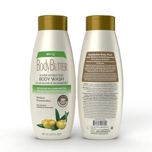 Vista 2 de Biocare Gel de baño súper hidratante con aceite de oliva y manteca de karité sin sulfato - 16.5 oz