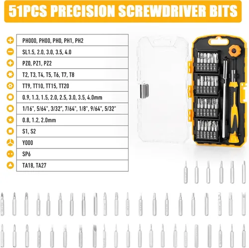 Vista 3 de KREBS - Juego de destornilladores de precisión 51 en 1 con puntas magnéticas Electronics Portable Storage Case Repair Tool Kit for Laptop