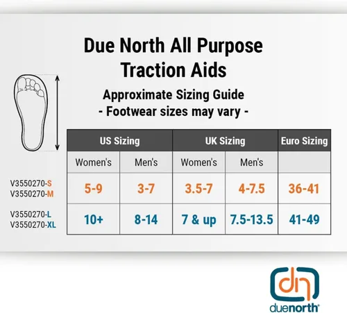 Vista 5 de Due North All Purpose Ice Cleats - Pulse Grip Tread for Maximum Grip - 12 Replaceable Spikes, Fits Most Footwear (1 Pair)