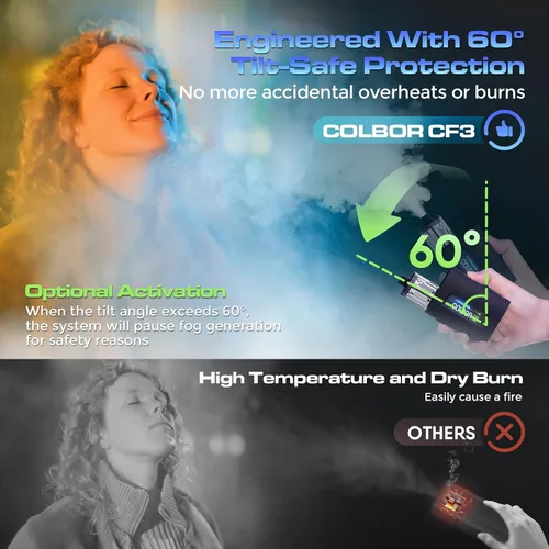 Vista 5 de Máquina de niebla portátil COLBOR CF3, mini máquina de humo manual para fotografía con control remoto, pequeño difusor de neblina con protección