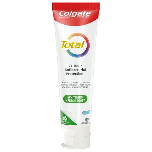 Vista 8 de Colgate Total Whitening + Fresh Boost - Gel de pasta de dientes, 10 beneficios, sin compensaciones, ayuda a combatir las bacterias, refresca