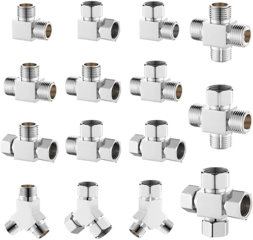 Vista 8 de Adaptador desviador de agua, 4 vías X1, conector de manguera G1/2", latón cromado, plata