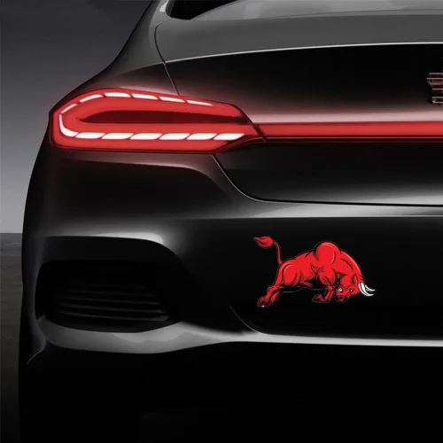 Vista 4 de Calcomanías de vinilo para automóvil de 6 pulgadas con revestimiento UV, personalidad de moda Angry Bull, 2 unidades (estilo 1)