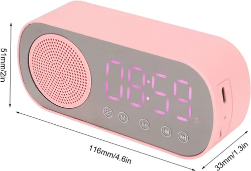 Vista 8 de Sanpyl Altavoz despertador, USB portátil HiFi pantalla LED, reloj despertador dual con radio FM sintonizada digitalmente, para el hogar, oficina