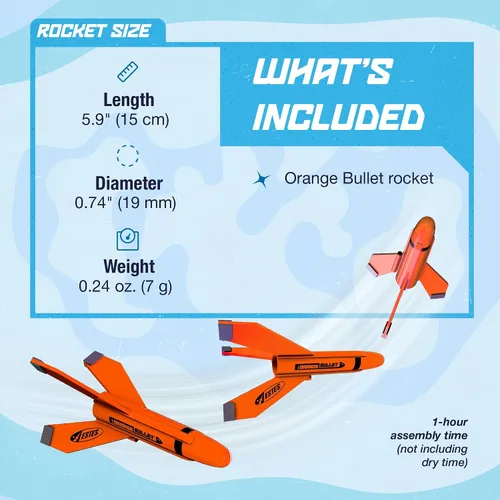 Vista 4 de Estes 7295 Kit de construcción de cohetes Orange Bull, kit de modelo de cohete volador intermedio para mayores de 10 años