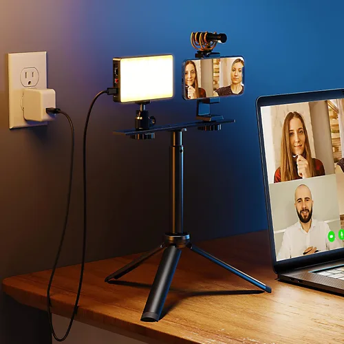 Vista 5 de Pixel Luz de video de bolsillo, batería recargable incorporada de 3000 mAh, trípode y parche magnético para grabación de video del teléfono