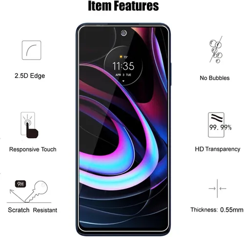 Vista 4 de (3+3 para Motorola Edge 2021 / Edge 5G UW 2021 (paquete de 3) Protector de pantalla de vidrio templado y (3 unidades) protector de lente de cámara