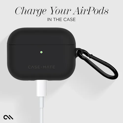 Vista 3 de Case-Mate Funda para AirPods Pro 3 con mosquetón negro [compatible con carga inalámbrica] – Funda negra resistente para AirPods Pro 3