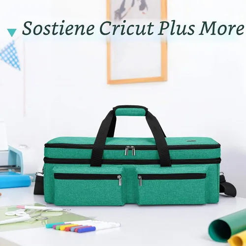 Vista 8 de LUXJA Bolsa de doble capa para Cricut Explore Air (Air2) y Maker, verde Verde Oscuro