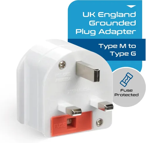 Vista 2 de Ceptics GP-SA-UK - Adaptador de enchufe con conexión a tierra de Sudáfrica a Reino Unido (250V - Max 13A), color blanco