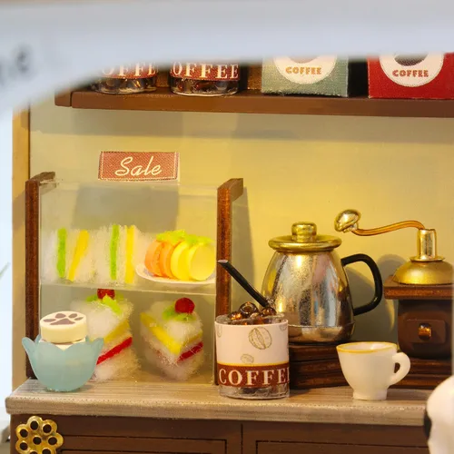 Vista 8 de MAGQOO Casa de muñecas en miniatura con muebles, kit de casa de muñecas de madera, casa pequeña, kit de casa de bricolaje, idea creativa