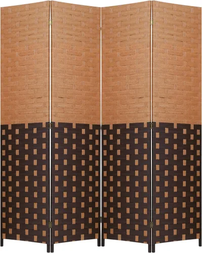 Vista 8 de PayLessHere Divisor de ambientes de malla de madera de 6 pies, tejido a mano, pantalla de división portátil plegable para interiores de 4 paneles
