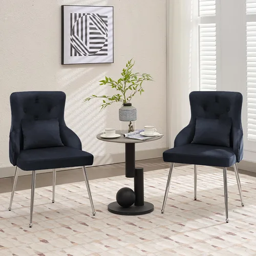 Vista 29 de Sillas de comedor de terciopelo, sillas de acento tapizadas de terciopelo, silla de cocina con patas de metal y almohada lumbar para comedor, sala