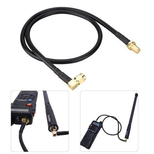 Vista 5 de Cable coaxial SMA hembra a macho de 19.7 in para cables coaxiales UV-5R, UV-82, UV-9R Plus, SMA RF, 1 unidad