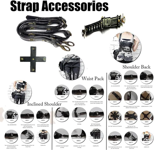 Vista 9 de Rebajas Cyber Monday Ofertas Venta Steampunk Riñonera Bolso para cintura Moda Gótico Hombro Bandolera Bandolera Muslo Pierna Capucha Bolsa de Viaje