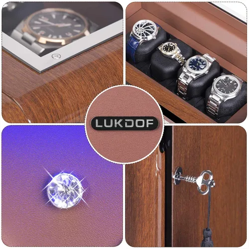 Vista 6 de Automatic Watch Winder Luxury Walnut Watch Winder for Rolex with Quiet Motor and Adjustable Upgraded Watch Pillows AC Adapter Watch Winder Box for