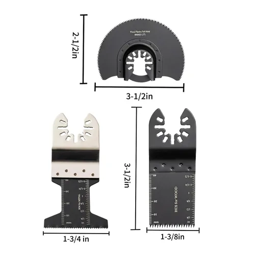 Vista 8 de Happybuy Hojas de sierra oscilantes de 50 piezas, juego de cuchillas multiherramienta de liberación rápida. Cuchillas HCS para madera, plástico
