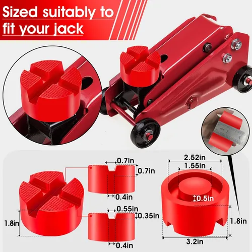 Vista 2 de DEDC Red Floor Jack Rubber Pad Two Depths X-Grooves Universal Jack Adapter