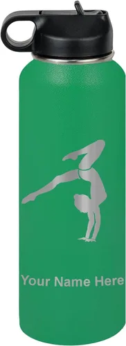 Vista 59 de LaserGram Botella de agua personalizada, soporte de mano de gimnasta, acero inoxidable de doble pared aislada al vacío con popote superior, regalo