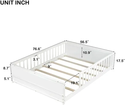 Vista 2 de Bellemave Cama Montessori de tamaño matrimonial con tablillas Blanco