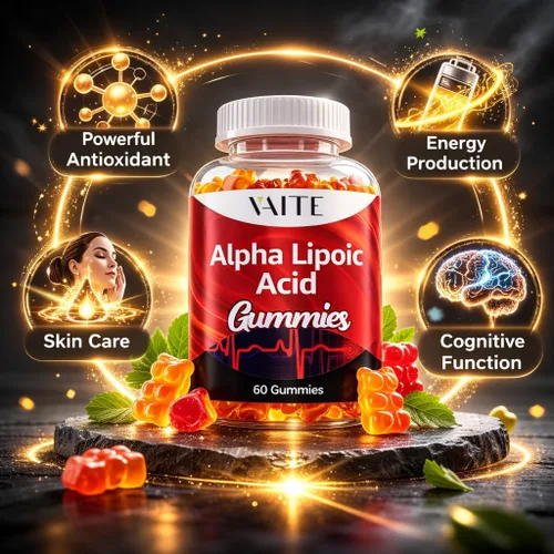 Vista 2 de VAITE Gomitas de ácido alfa lipoico de 1000 mg, suplemento ALA para apoyo cerebral y nervioso, antioxidante, energía, sin OMG, veganas, sin gluten