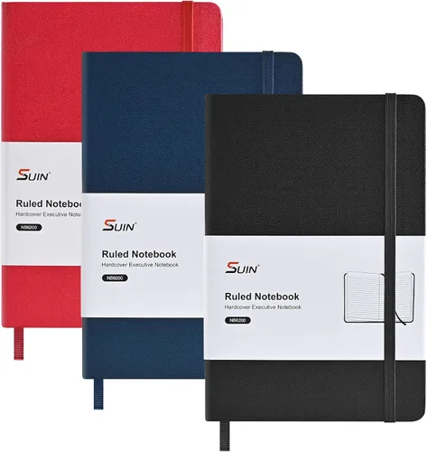 Vista 9 de SUIN Cuadernos rayados para el trabajo, la escuela y el diario, tapa dura, tamaño mediano A5 de 5.6 x 8 pulgadas, 160 páginas, papel grueso de 3.53