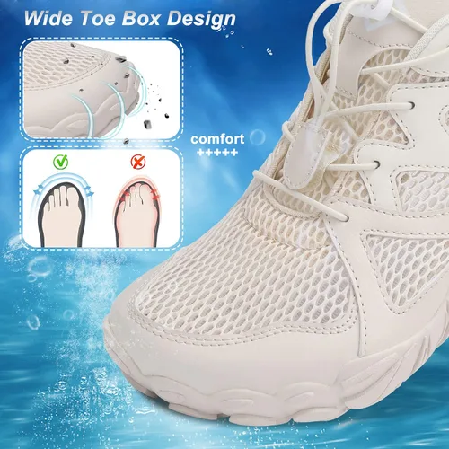 Vista 5 de Lefflow Zapatos de agua de senderismo para mujer, minimalistas, para playa, piscina, caminar, zapatos deportivos Caja de punta ancha