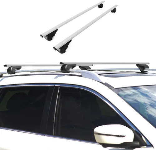 Vista 2 de OMAC Barras transversales para Porsche Cayenne 2003 a 2010, portaequipajes, 165 libras, 2 piezas, color plateado