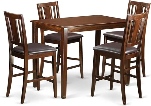 Vista 13 de HomeStock Juego de mesa de cocina de 5 piezas para 4 personas, incluye una mesa de comedor rectangular con hojas y 4 sillas Parson de tela de lino