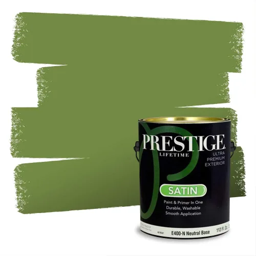 Vista 64 de Prestige Paints - Pintura exterior e imprimación en uno, 1 galón, plano, compatibilidad comparable con el color menta «Whipped Mint» de Behr