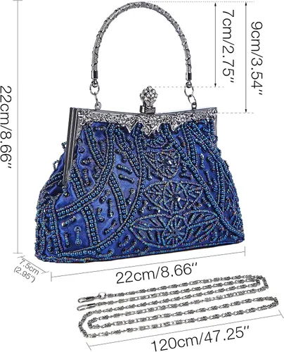 Vista 5 de Bolso de estilo vintage con cuentas de lentejuelas bolso de noche de fiesta de boda bolso de embrague de diamantes de imitación