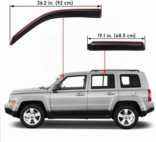 Vista 2 de Lightronic Viseras de Ventana de Ventilación Automática Extra Duraderas con Clip en Canal, Compatible con Jeep Patriot 2007-2017, Protección UV
