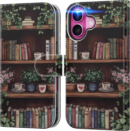 Vista 40 de DEENAKIN Funda tipo cartera para iPhone 15 con tarjetero + clip para efectivo, bloqueo RFID, protección contra caídas de grado militar y obras