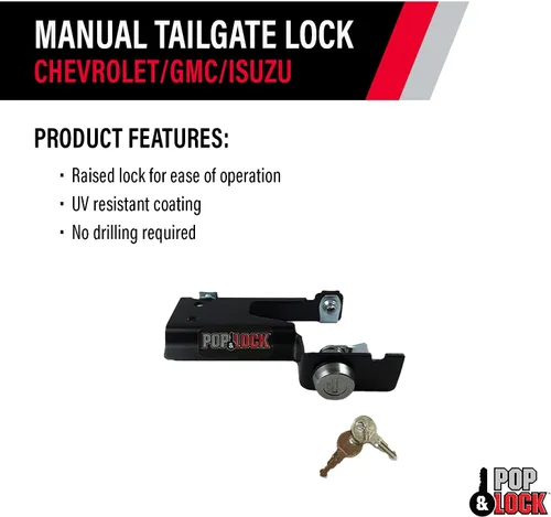 Vista 9 de Pop & Lock PL1600 Cerradura manual negra de compuerta trasera para Chevy/GMC/Isuzu