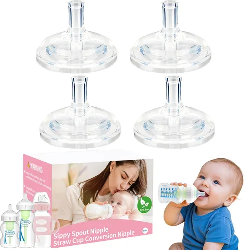 Vista 10 de Tetina para sorber compatible con biberones de cuello ancho de Dr. Brown y biberones con boquilla para sorber Sippy + Pezón de paja