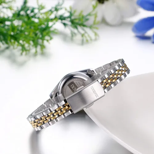 Vista 7 de JewelryWe Luxury Couple Watches Men Women Gold-Silver Tone Stainless Steel Wristwatch Watch His and Her Quartz Calendar Watch Set, for Christmas