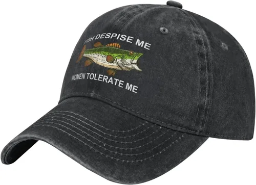 Vista 2 de Fishing Cap Fish Despise Me Women Tolerate Me Hat for Men Baseball Caps Vintage Caps Negro