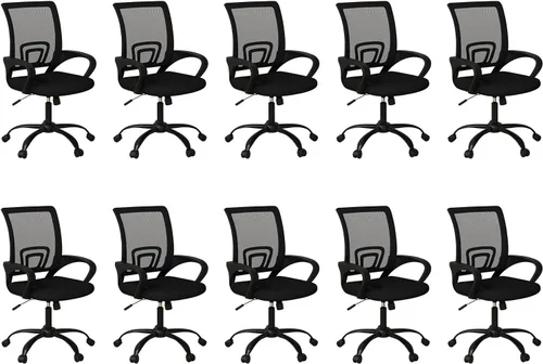 Vista 9 de Bonzy Home Juego de 2 sillas ergonómicas de oficina, sillas de sala de conferencias con ruedas, silla de escritorio de malla para computadora