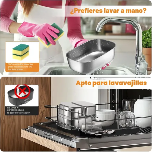 Vista 7 de Annie & Mia Design Lonchera eléctrica portátil de 50 onzas para adultos, calentador de alimentos portátil de doble contenedor, lonchera calentada