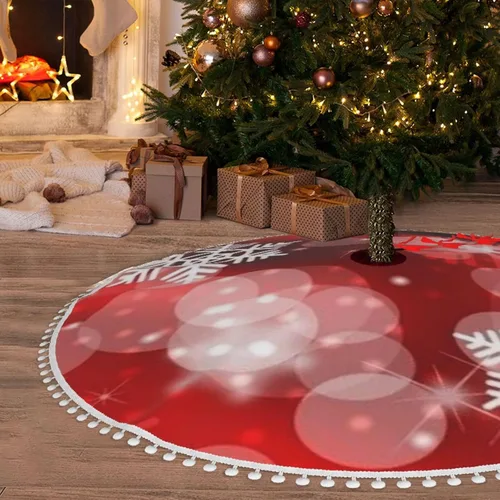 Vista 6 de Tapete suave para árbol de Navidad con patrón de pulpo azul de 30 pulgadas para decoración de fiestas de Navidad, falda de árbol de Navidad de lujo