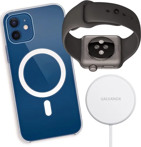 Vista 3 de Galvanox Reloj + cargador inalámbrico magnético para iPhone (compatible con MagSafe) carga Apple Watch Series 4/5/6/7/8 y iPhone 15/15 Pro Max, 14