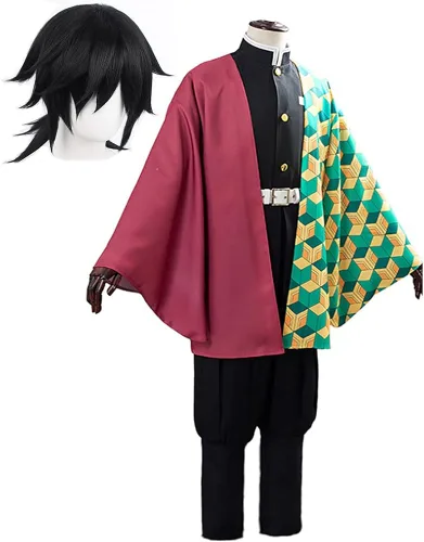 Vista 3 de Giyuu - Disfraz de kimono de cosplay conjunto completo de abrigo para hombre