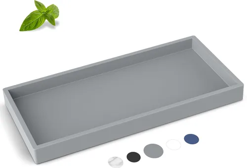 Vista 11 de Bandeja de baño de silicona, bandeja de baño pequeña negra a prueba de roturas, bandejas de tocador duraderas de silicona de alta calidad para Negro