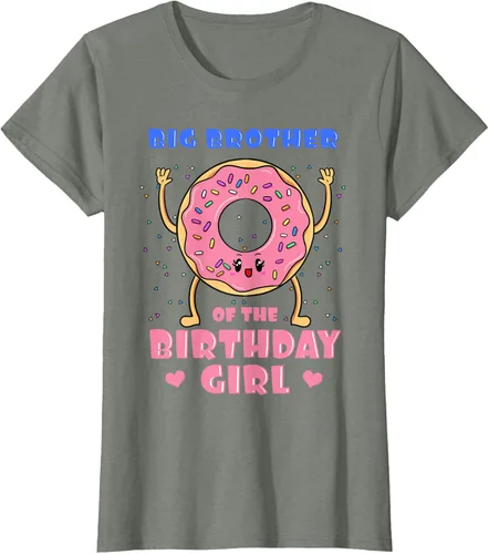 Vista 19 de Big Brother Of The Birthday Girl Donut Bday Party Bro Sib Camiseta, Negro, S