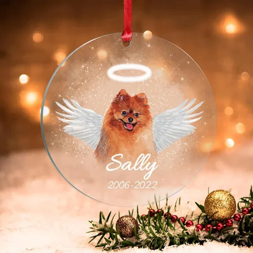 Vista 5 de Adorno colgante de Navidad para perro de ángel conmemorativo personalizado, perro afgano con alas para perro en el cielo, regalos de recuerdo