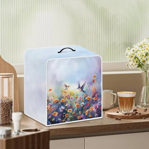 Vista 164 de Funda para cafetera, poliéster, azul, se adapta a la mayoría de máquinas de café estándar, protector resistente al polvo, huellas dactilares Playa